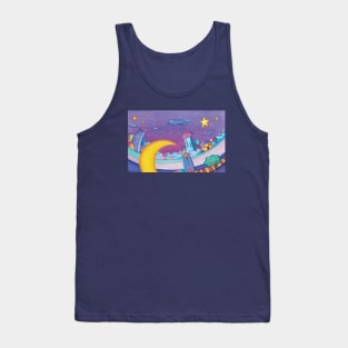 Cartoon houses in the night Tank Top